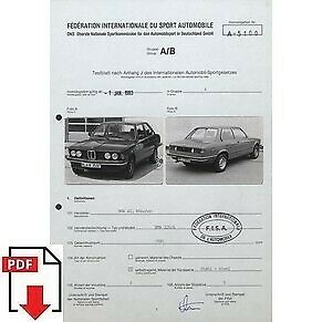 1983 BMW 320/6 FIA homologation form PDF download